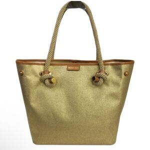 Michael Kors Maritime Gold Canvas Tote Bag - Size: Large